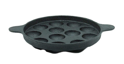 Fe+ Pre-Seasoned Cast Iron Paniyaram | Paddu Pan (12 Pits | Round)