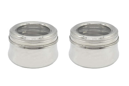 Stainless Steel See Through lid Lily Lunch Box | Dabba (12cm) 600ml - Set of 2Pcs.