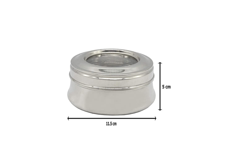 Stainless Steel See Through lid Mili Lunch Box/Dabba (11.5cm) 350ml - Set of 2Pcs.