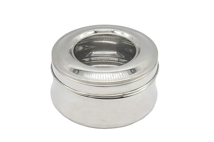 Stainless Steel See Through lid Mili Lunch Box | Dabba (14cm) 750ml - Set of 2Pcs.