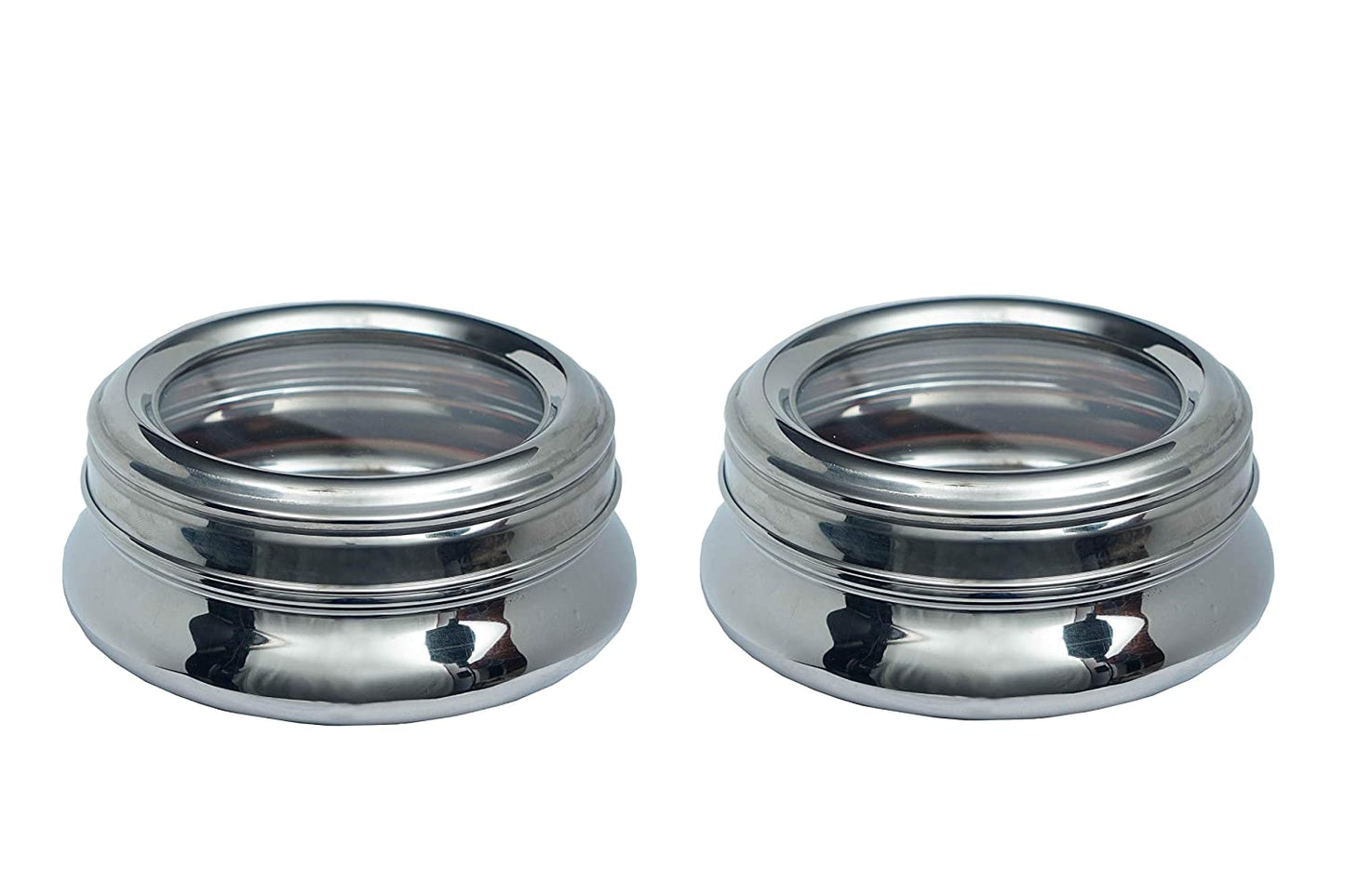 Stainless Steel See Through Lid Lunch Box | Dabba (10cm) 200ml - Set of 2Pcs
