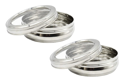 Stainless Steel See Through Lid Lunch Box | Dabba (14cm) 900ml - Set of 2Pcs