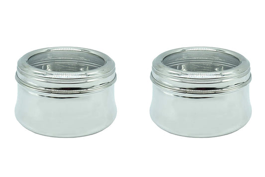 Stainless Steel See Through Lid Lunch Box | Dabba (15cm) 1200ml - Set of 2Pcs