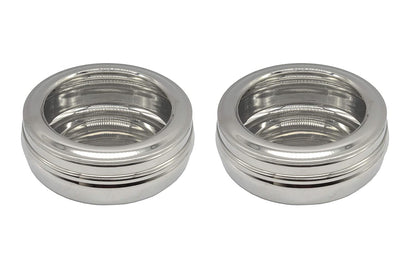 Stainless Steel See Through Lid Lunch Box | Dabba (15cm) 700ml - Set of 2Pcs