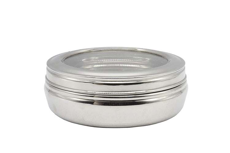Stainless Steel See Through Lid Lunch Box | Dabba (15cm) 700ml - Set of 2Pcs