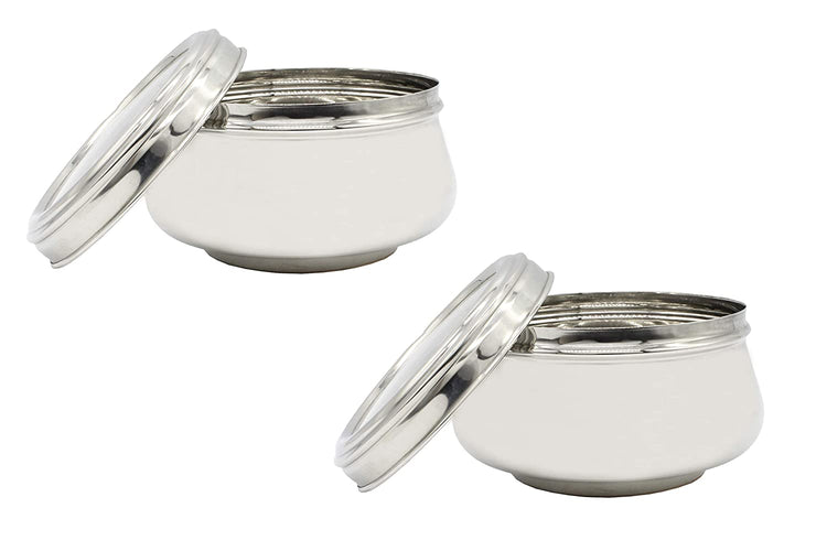 Stainless Steel See Through Lid Lunch Box | Dabba (17cm) 1500ml - Set of 2Pcs