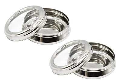 Stainless Steel See Through Lid Lunch Box | Dabba (19cm) 1700ml - Set of 2Pcs