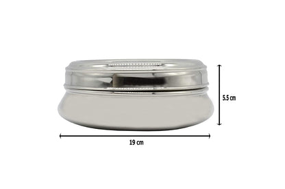 Stainless Steel See Through Lid Lunch Box | Dabba (19cm) 1700ml - Set of 2Pcs
