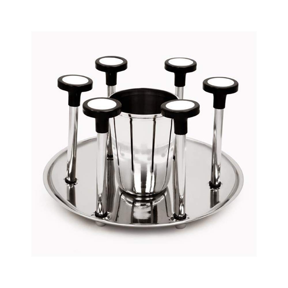 Stainless Steel Glass & Spoon Cutlery Stand | Holder (6 Glasses)