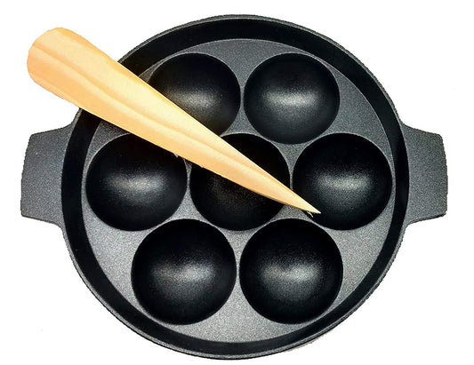 Die-cast Aluminum Nonstick 7 Pits Paniyarakal | Paddu tawa | Paniyaram Pan (Induction Compatible)