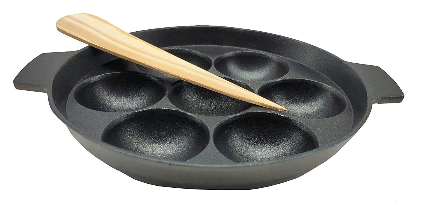 Die-cast Aluminum Nonstick 7 Pits Paniyarakal | Paddu tawa | Paniyaram Pan (Induction Compatible)