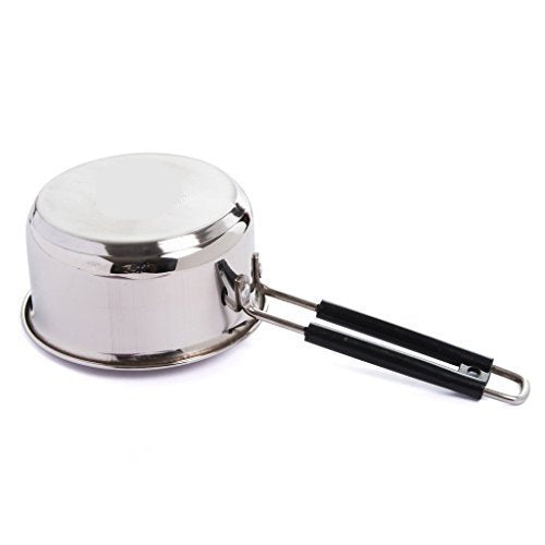 Stainless Steel Sandwich Bottom Sauce Pan | Milk Pan with Spout 1.5 litres 19 cm-Heavy Gauge