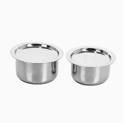 Stainless Steel Tope Set of 2 With Suitable Lid (18cm,19cm)