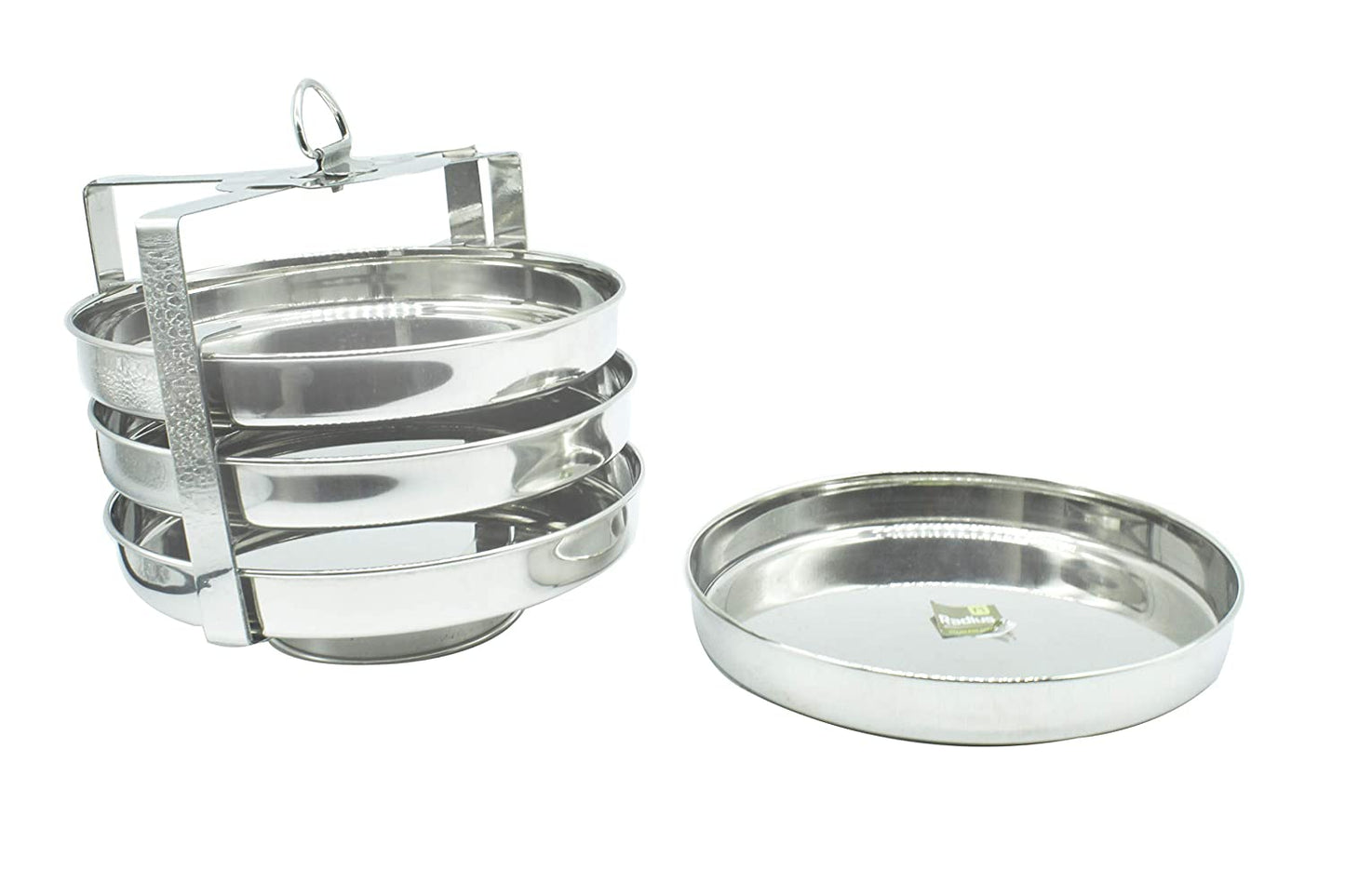 Stainless Steel Dhokla | Thattai Idli Stand for Pressure Cooker - 4 Plates (Wide)