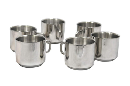 Stainless Steel Coffee | Tea Mugs 150ml (Set Of 6 Pcs)