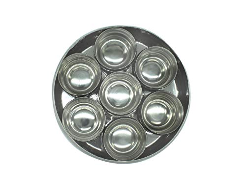 Stainless Steel Masala | Spice Dabba 7 Cups with Inner Plate Small - 20.5cm