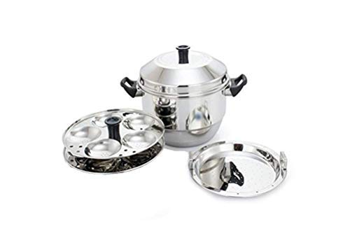Stainless Steel Multi Pot Induction Base (2 Idly Plates and 1 Steamer Plate)