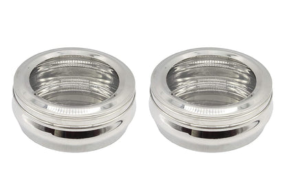 Stainless Steel See Through Lid Lunch Box | Dabba (16cm) 1000ml - Set of 2Pcs