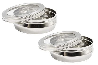 Stainless Steel See Through Lid Lunch Box | Dabba (16cm) 1000ml - Set of 2Pcs