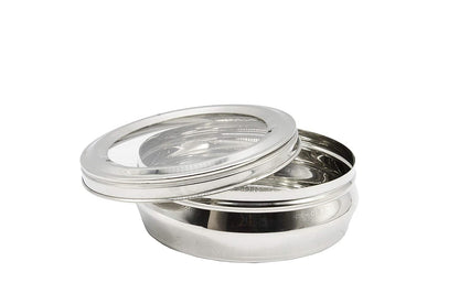 Stainless Steel See Through Lid Lunch Box | Dabba (16cm) 1000ml - Set of 2Pcs