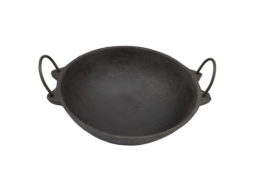 Pre-Seasoned Cast Iron 2.5 litres Kadhai NO.3-10 Inch | 26 cm | Depth : 9 cm-Induction Compatible