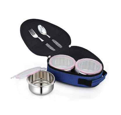 Stainless steel Food Pack with Food Grade Lid 3 Containers
