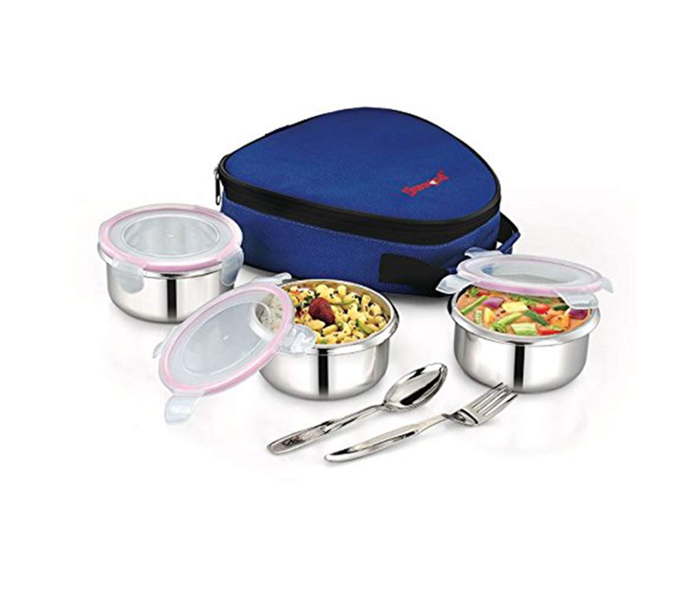 Stainless steel Food Pack with Food Grade Lid 3 Containers