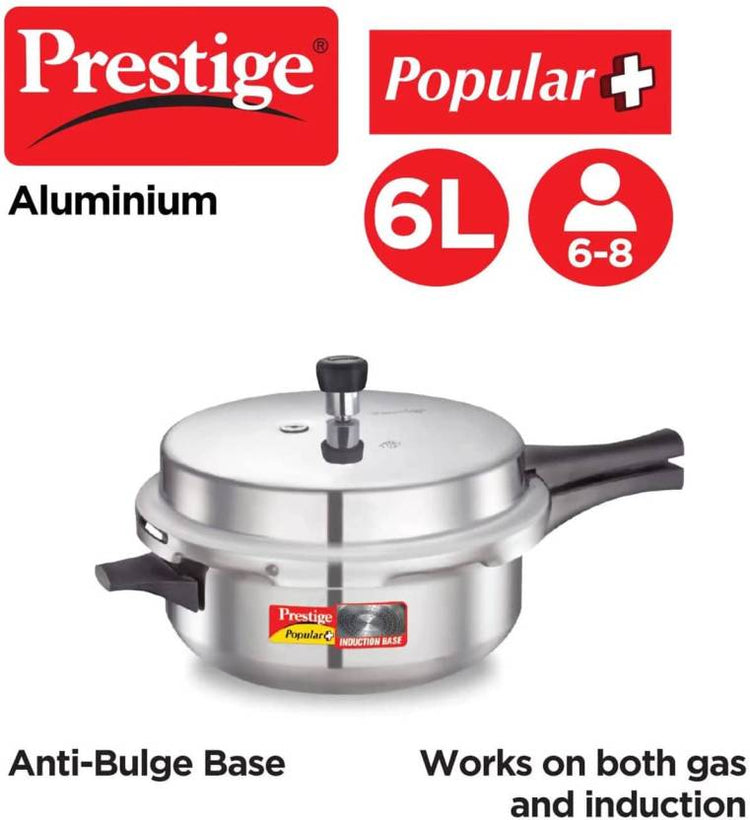 Prestige Popular Plus Senior Deep Pan 6 Litres Induction Bottom Aluminium Pressure Cooker - 10212