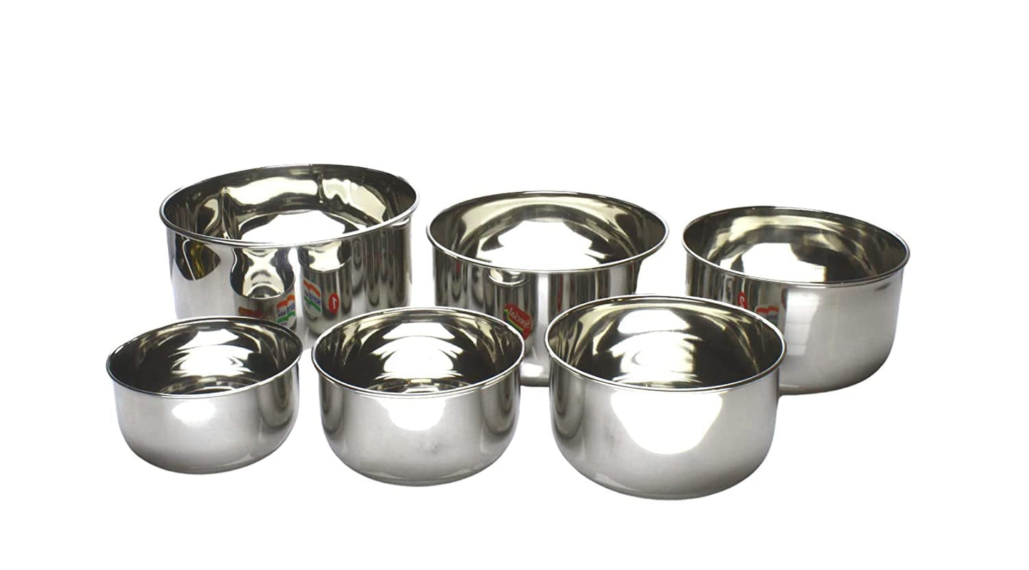 eKitchen Stainless Steel Multipurpose Deep Bowl Set of 6 Pcs